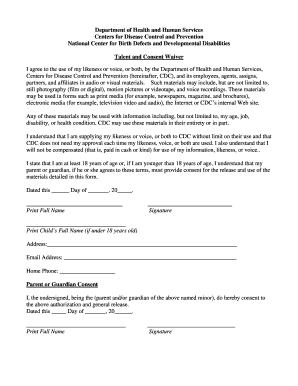 CDC Talent and Consent Waiver