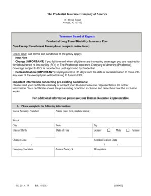 Tennessee Board of Regents Long Term Disability Insurance Enrollment Form