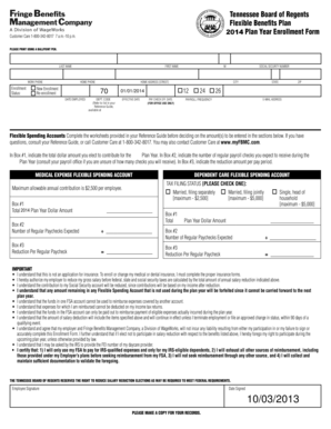 Tennessee Board of Regents Flexible Benefits Plan Enrollment Form