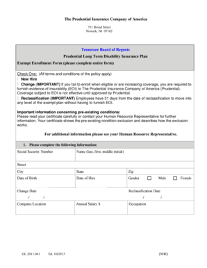 Tennessee Board of Regents Long Term Disability Insurance Enrollment Form