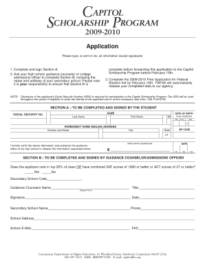 Capitol Scholarship Program Application