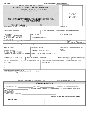 Philippines Non-Immigrant Visa Application