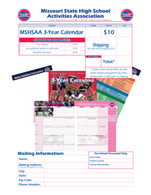 Missouri High School Activities Calendar Order Form