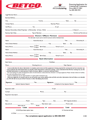 Commercial Financing Application