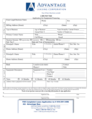 Application for Equipment Financing
