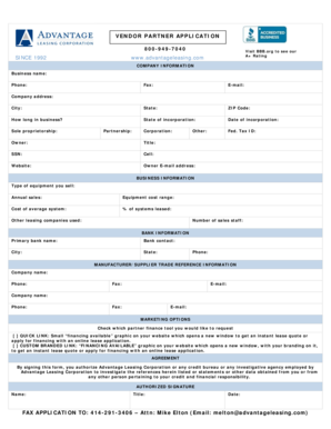 Vendor Partner Application Form