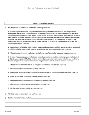 Export Compliance Form