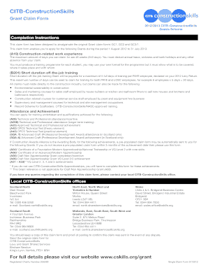 CITB ConstructionSkills Grant Claim Form