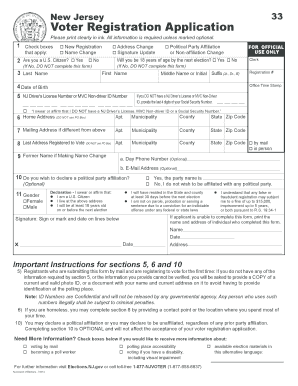 New Jersey Voter Registration Application