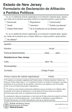 Formulario de Declaración de Afiliación a Partidos Políticos
