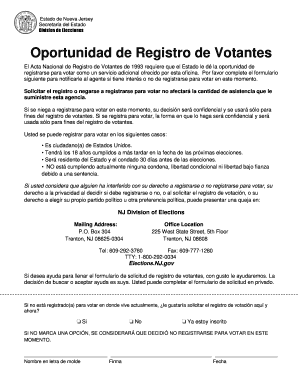 Formulario de Registro de Votantes de Nueva Jersey