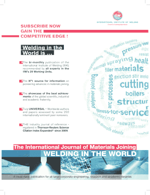 Welding in the World Subscription Form