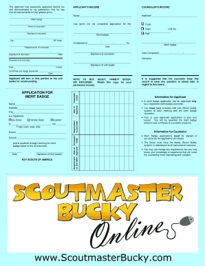 Boy Scouts Merit Badge Application