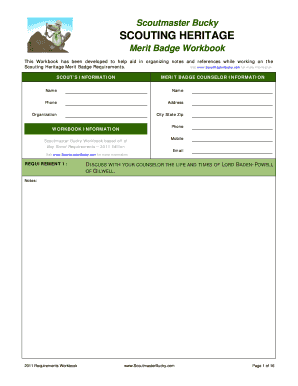 Scouting Heritage Merit Badge Workbook