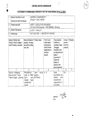 Statement of Immovable Property Return