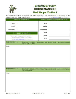 Horsemanship Merit Badge Workbook