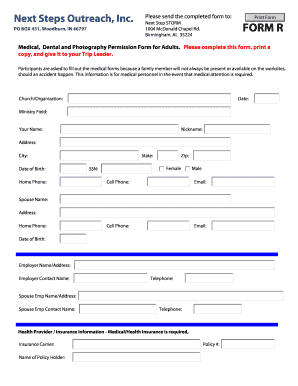 Medical Permission Form for Adults