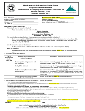 Medicare A & B Premium Claim Form
