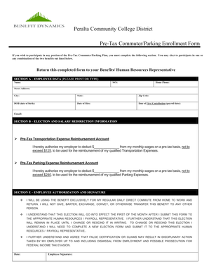 Pre-Tax Commuter/Parking Enrollment Form