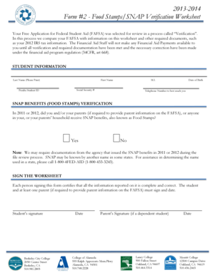 SNAP Verification Worksheet