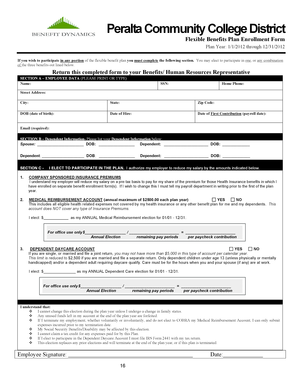 Peralta Community College District Flexible Benefits Plan Enrollment Form