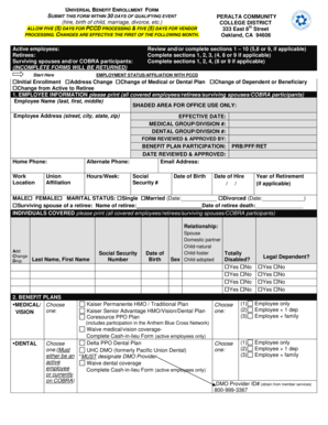 Peralta Community College District Benefit Enrollment Form