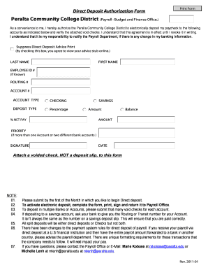 Direct Deposit Authorization Form