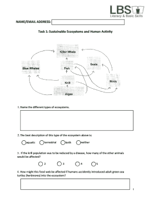 Sustainable Ecosystems and Human Activity Worksheet