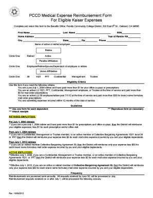 Employee expense reimbursement form - PCCD Medical Expense Reimbursement Form ... - Peralta Colleges - web peralta