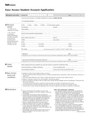 Westpac Easy Access Student Account Application