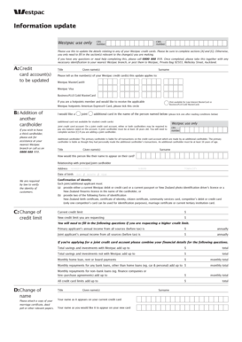 Westpac Credit Card Update Form