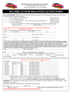 2012 IHRA JUNIOR DRAGSTER LICENSE FORM - IHRA.com