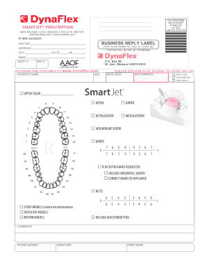 Dynaflex Orthodontic Lab Order Form