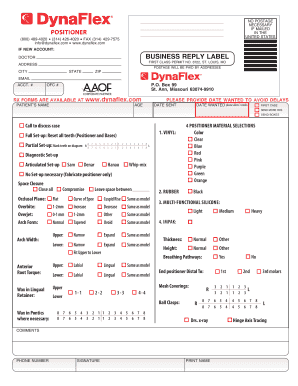 Dynaflex Positioner Material Selection Form