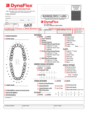 Dynaflex Orthodontic Retainer Order Form