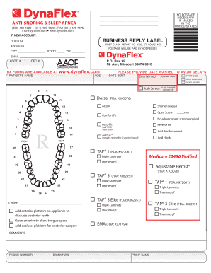 Dynaflex Orthodontic Appliance Order Form