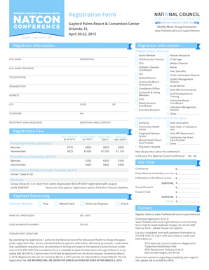 2015_Registration Form.indd - National Council for Behavioral Health - thenationalcouncil