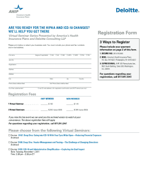 HIPAA and ICD-10 Changes Registration Form