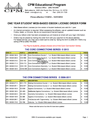 Student Web-Based eBook License Order Form