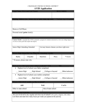 AVID Application Form