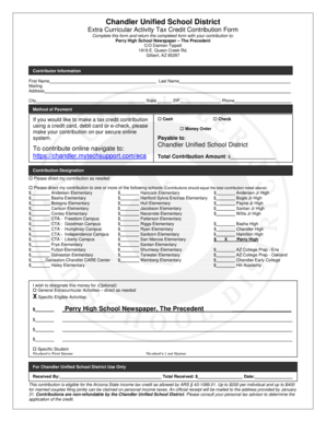 Arizona Extra Curricular Activity Tax Credit Contribution Form