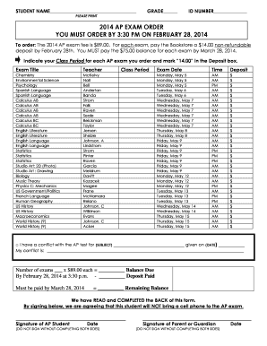 2014 AP Exam Order Form - mychandlerschools