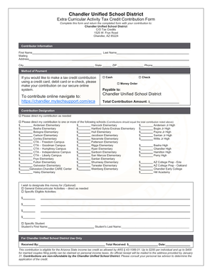 Chandler Unified School District Extra Curricular Activity Tax Credit Contribution Form