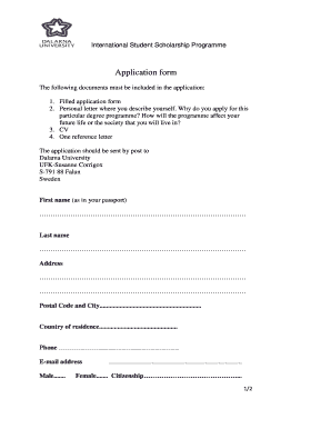 International Student Scholarship Application Form