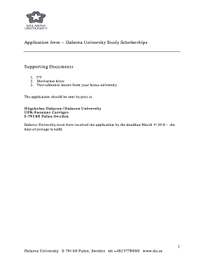 Application form Dalarna University Study Scholarships ...