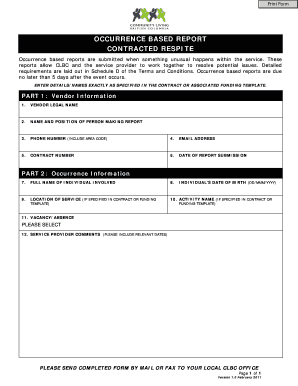 Contracted Respite Form