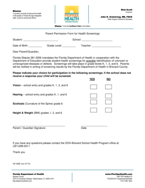 Parent Permission Form for Health Screenings