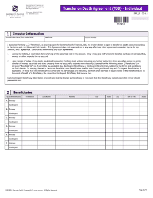 Transfer on Death Agreement (TOD) - Individual