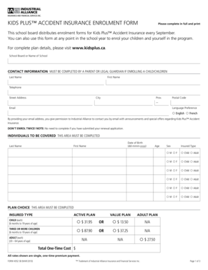 Kids Plus Accident Insurance Enrollment Form