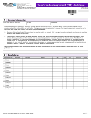 Financial Services Transfer on Death Agreement (TOD)